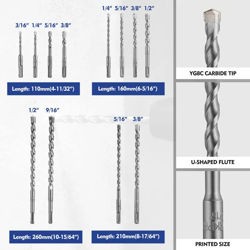 WORKPRO 17-Piece SDS-Plus Rotary Hammer Bit & Chisel Set