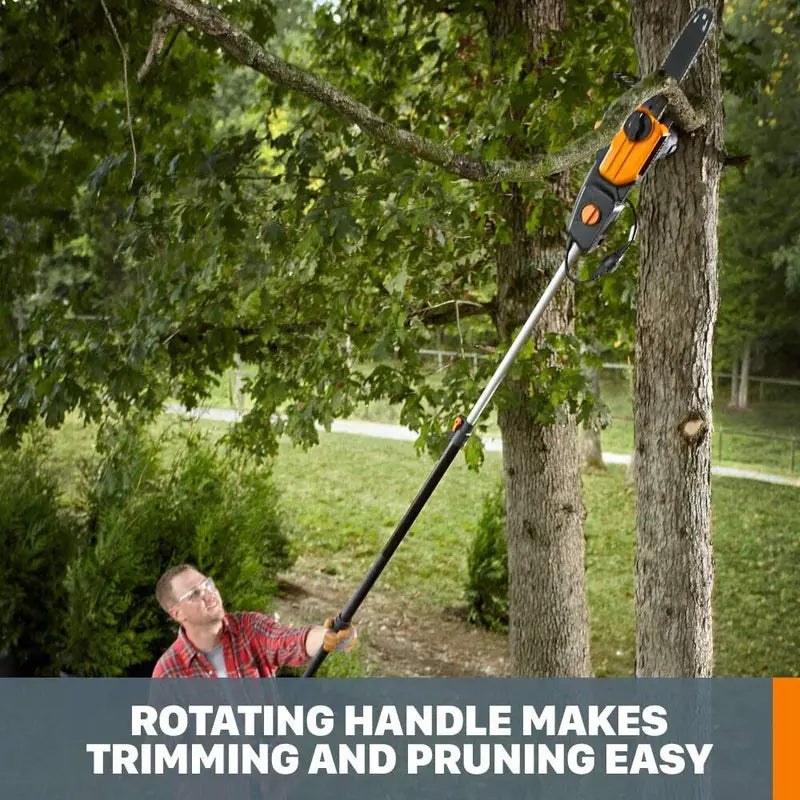 2-in-1 Electric Pole Saw & Chainsaw Trimmer  Auto-Tension, Corded Power Tool