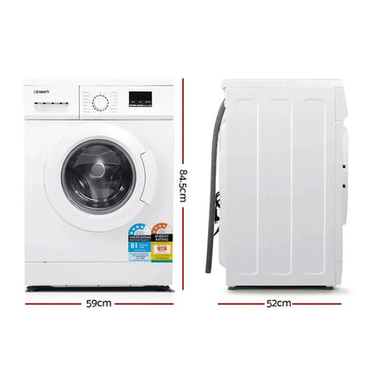 Devanti 8kg Front-Load Washing Machine with Quick Wash and 24-Hour Delay Start