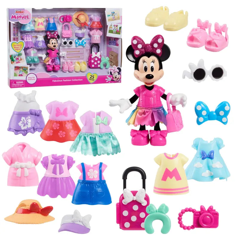 22-Piece Disney Junior Minnie Mouse Fashion Doll Set with 9 Outfits & Accessories for Toddlers