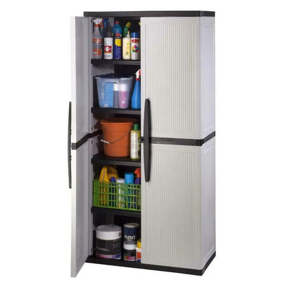HDX Freestanding Gray Garage Cabinet  35″W × 71″H × 18″D, Lockable Doors & Adjustable Shelves