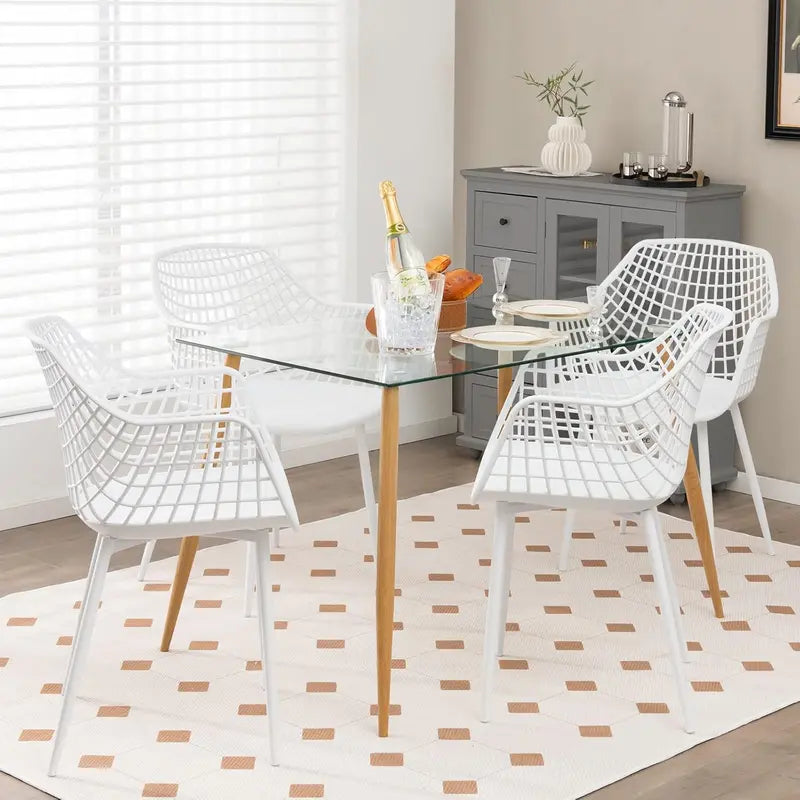 Set of 4 Black Modern Dining Chairs ¡ª Powder-Coated Metal Frame, 15-Inch High Back, Anti-Slip Feet, 265-LB Capacity