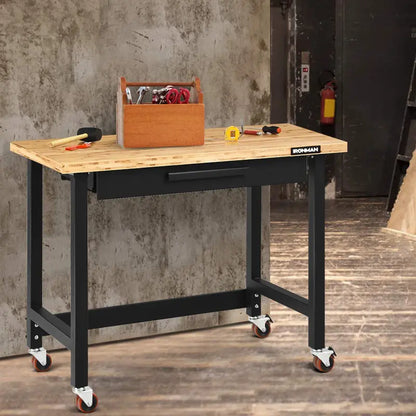 48-Inch Mobile Workbench  Heavy-Duty Rolling Workstation with Locking Casters