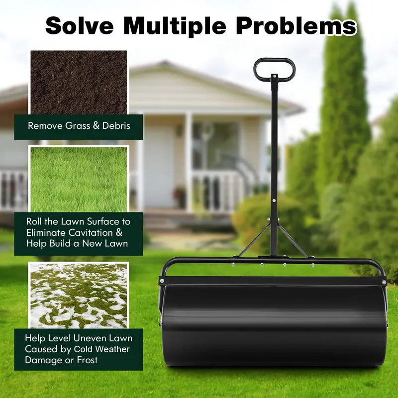 Dual-Use Lawn Roller  Push or Tow-Behind Sod Compactor with 17-Gallon Fill Capacity