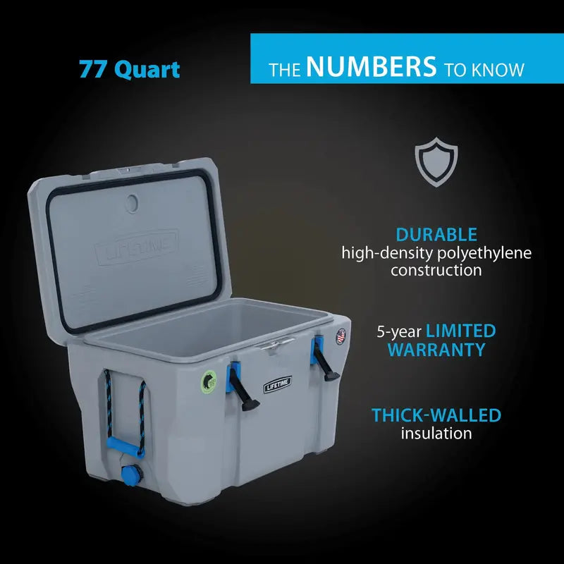 Lifetime 77-Quart High-Performance Cooler  Heavy-Duty Insulated Ice Retention (Model 90903)