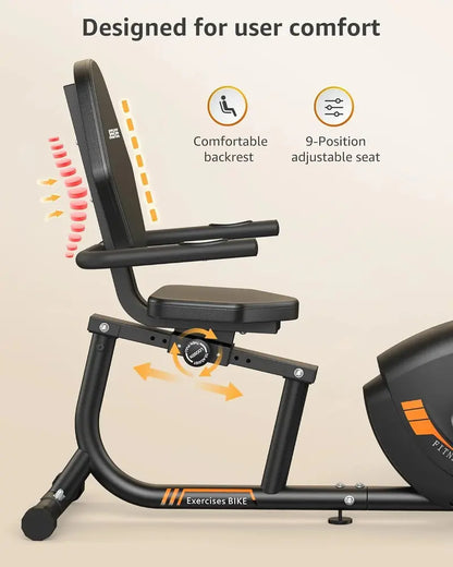 JEEKEE Recumbent Magnetic Exercise Bike  Low-Impact Indoor Cycling for Seniors & Adults