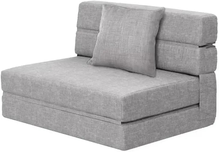 60-Inch Pull-Out Sofa Bed with Memory Foam Mattress, Two Pillows & Futon-Style Guest Bed Design