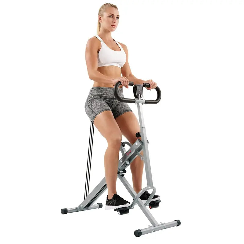 Sunny Health & Fitness Row-N-Ride Squat Assist Trainer with LCD Monitor & Adjustable Tension for Full-Body Workout
