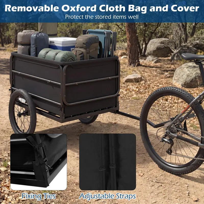 70.5″ x 28″ x 26″ Heavy-Duty Bike Cargo Trailer for Bicycles