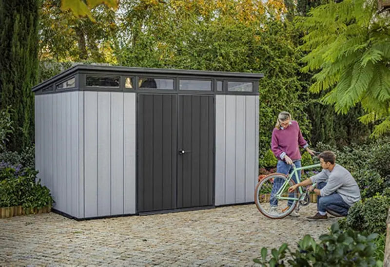 Keter Artisan 11′ x 7′ Modern Resin Storage Shed Kit  Stylish, All-Weather Outdoor Storage for Patio Furniture & Garden Equipment