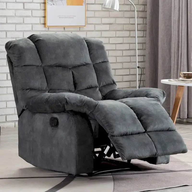 Ergonomic Manual Recliner Chair  Plush Overstuffed Design for Home Comfort
