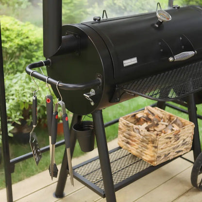 941 Sq. In. Offset Smoker Charcoal BBQ Grill  Oversized Black Grill