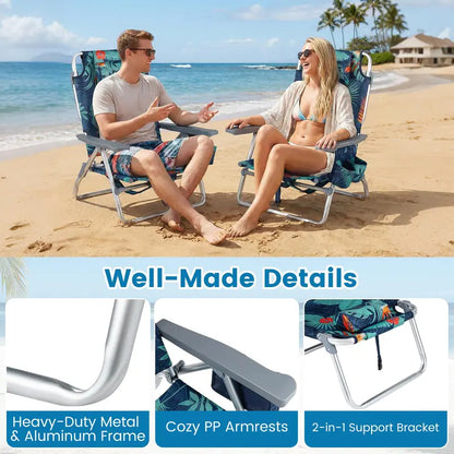 Lightweight Backpack-Friendly Reclining Beach Chairs (Set of 2 or 4)