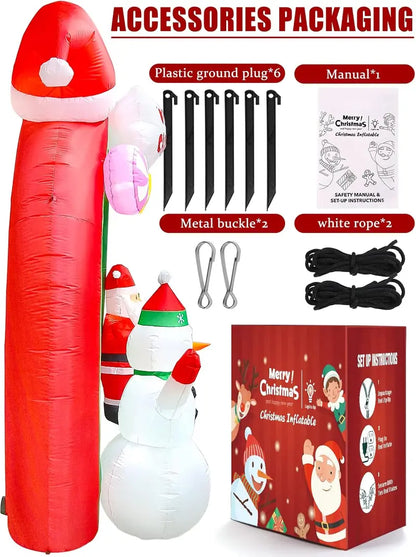 EBANKU 9FT Christmas Inflatable Santa Claus & Snowman Archway with LEDs, Vinyl Holiday Decor for Indoor/Outdoor Use