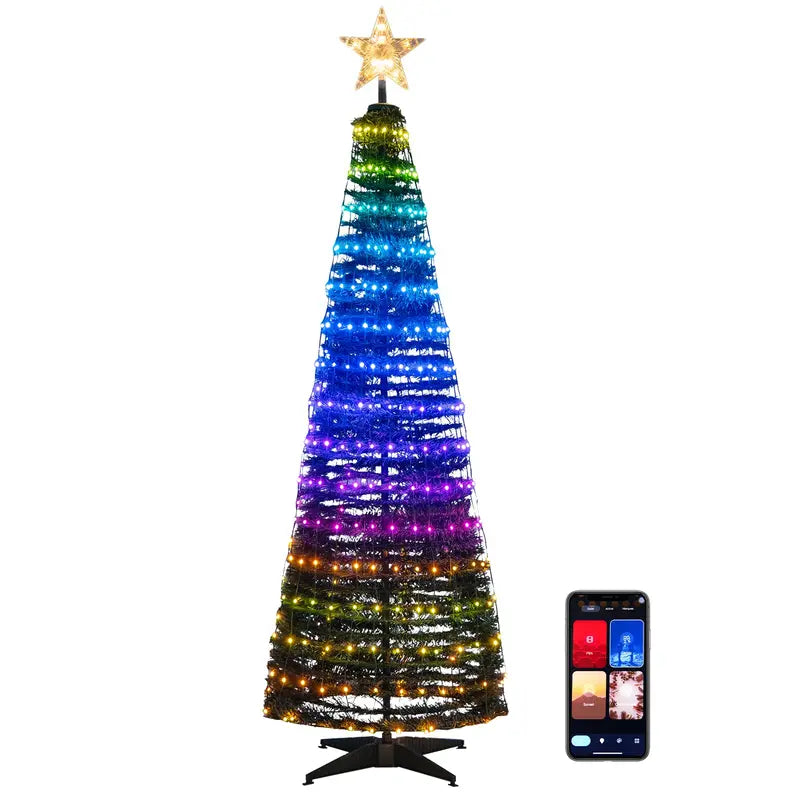 6-Foot Pop-Up Christmas Tree  Collapsible Pre-Lit Xmas Tree with 282 RGB LED Lights