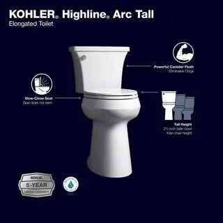Highline Arc Two-Piece Elongated Toilet  Extra-Tall White Model with Seat (1.28 GPF)