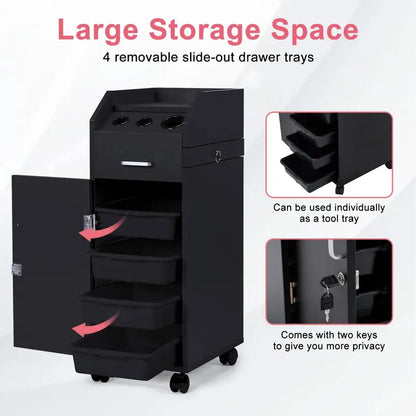 Winado Rolling Salon Storage Cart with Adjustable Shelves and Casters