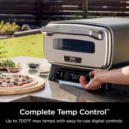 Ninja Artisan MO201 Outdoor Pizza Oven — 12-Inch Capacity, 700°F Max, 3-Minute Pizza, Electric Heat, Bake/Broil/Proof/Warm Functions