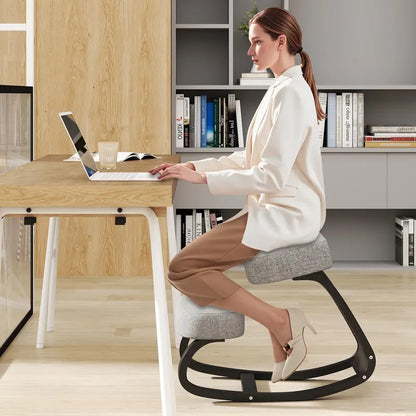 Ergonomic Kneeling Office Chair  Upright Posture Support with Cushioned Seat and Knee Pads (Gray/Black)