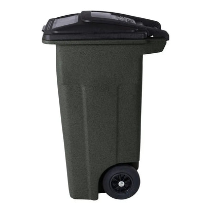 Toter 32 Gallon Greenstone Trash Can with Quiet Wheels and Attached Lid for Indoor/Outdoor Use