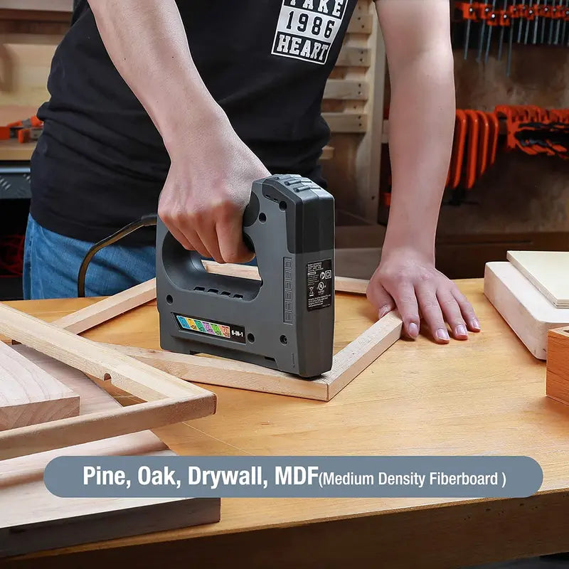 WORKPRO 110V 6-in-1 Electric Stapler & Tacker for Woodworking and DIY Projects