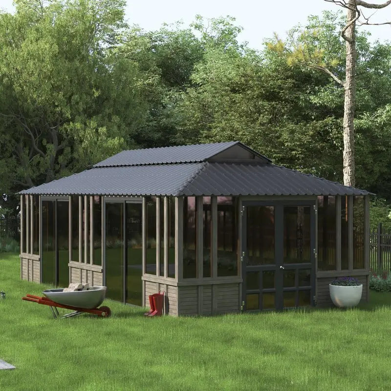 26 ft W × 15.5 ft D Solid Wood Patio Gazebo  Rustic Outdoor Garden Structure