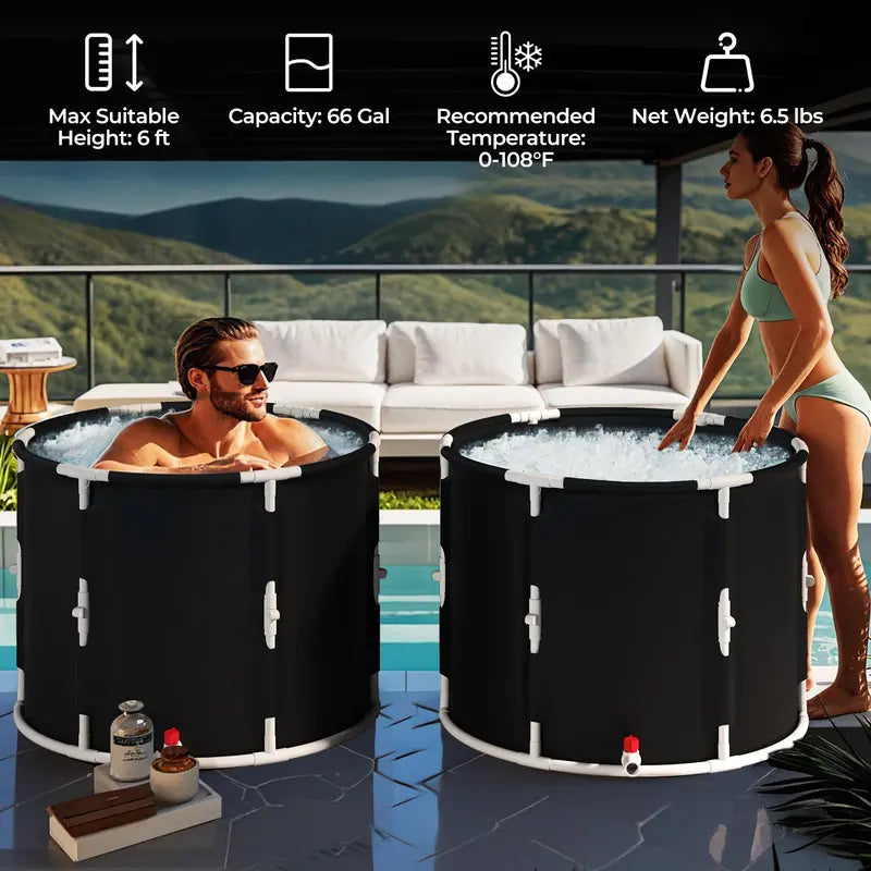 Athlete-Grade Foldable Ice Bath Tub  Cold Plunge Pool with Lid for Recovery & Training