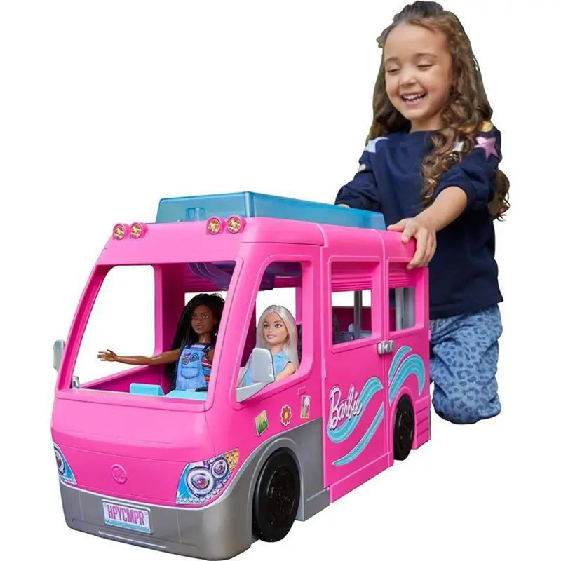 Barbie Dream Camper Van Playset  Pool, Slide & Pets with 60+ Accessories for Kids Ages 3+