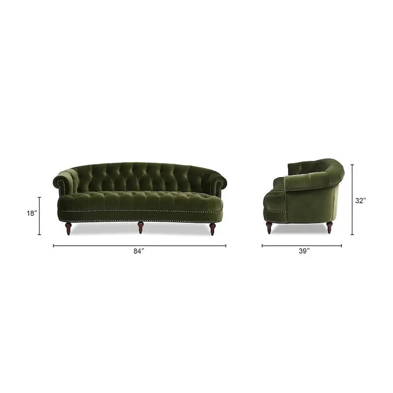 La Rosa 84-Inch Mid-Century Velvet Chesterfield Sofa  Tufted & Upholstered