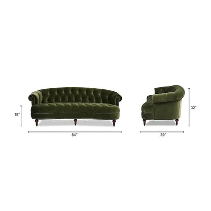 La Rosa 84-Inch Mid-Century Velvet Chesterfield Sofa  Tufted & Upholstered