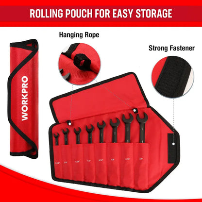 WORKPRO 8-Piece Anti-Slip Flex-Head Ratcheting Wrench Set