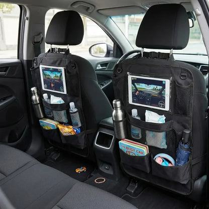 Dual Backseat Organizers with Tablet Holders and 9-Compartment Storage Design