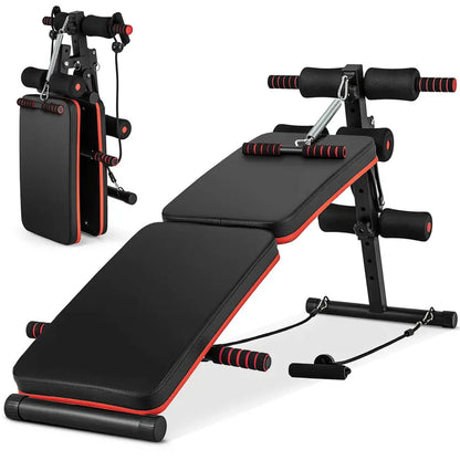Multi-Functional Sit-Up Bench  Foldable 7-in-1 Workout Station with 4-Height Adjustments
