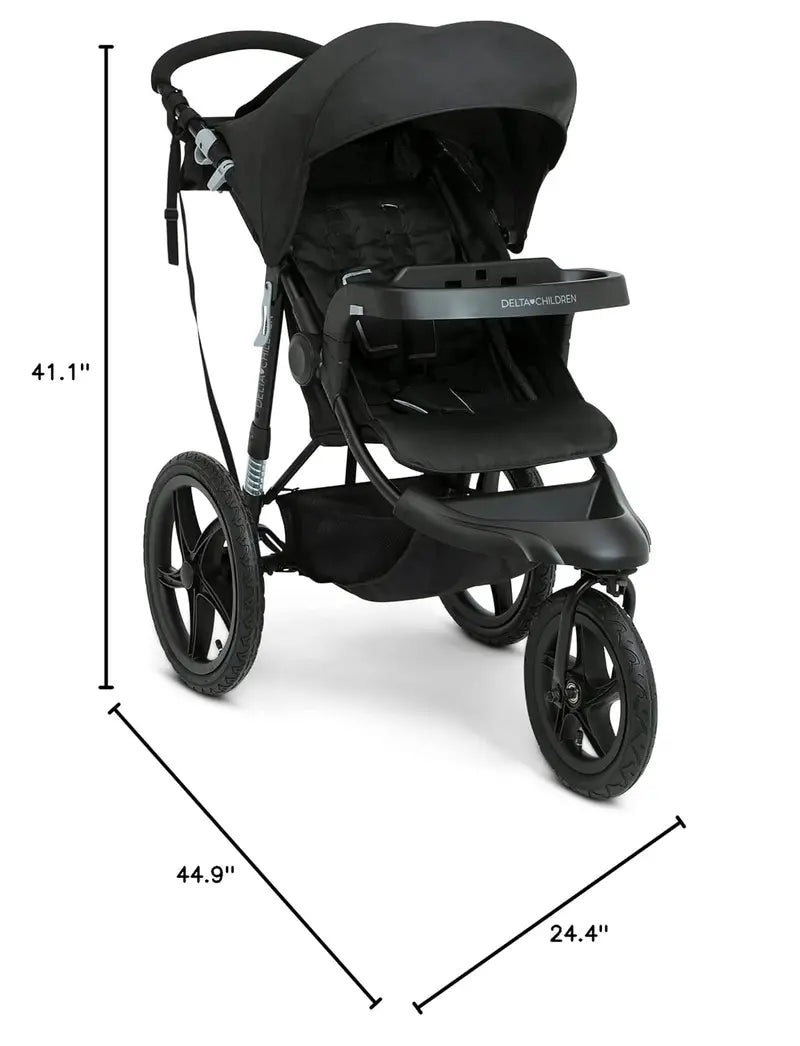 Delta Children Apollo Jogging Stroller  Shock-Absorbing Frame, Spacious Canopy, Recline Function