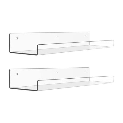 15-Inch Acrylic Floating Wall Shelves  Modern Bathroom Organizer Set