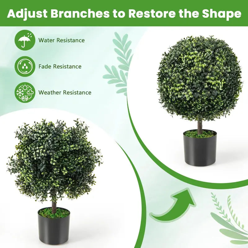 22-Inch Artificial Boxwood Topiary Ball  Lifelike Outdoor or Indoor Decor