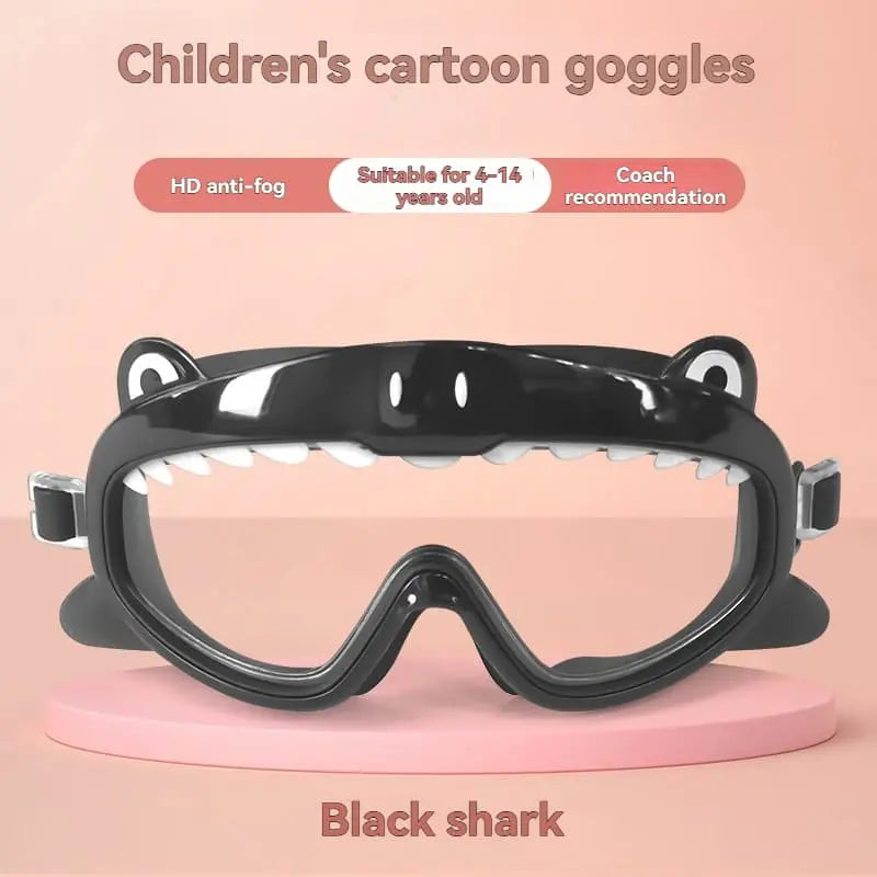 Kids’ Cartoon Animal Swim Goggles  HD Anti-Fog, Wide-View Diving Eyewear for Children