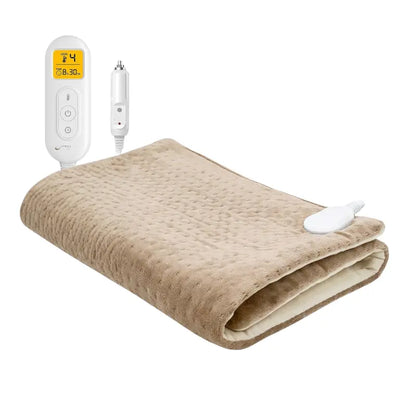 Dual-Voltage Electric Heated Blanket for Vehicles — 4 Heat Levels, Timer & Safety Auto-Off