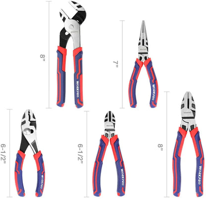 WORKPRO 5-Piece Premium Cr-V Pliers Set with Protective Storage Pouch