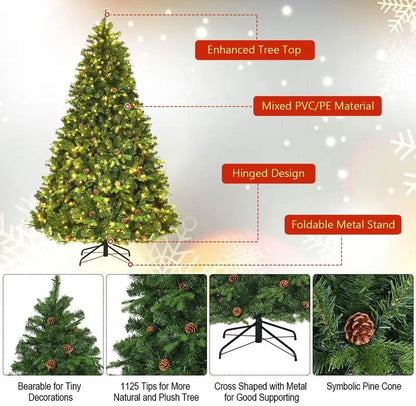 Premium Hinged Pre-Lit Spruce Christmas Tree  540 Warm White LED Lights Included