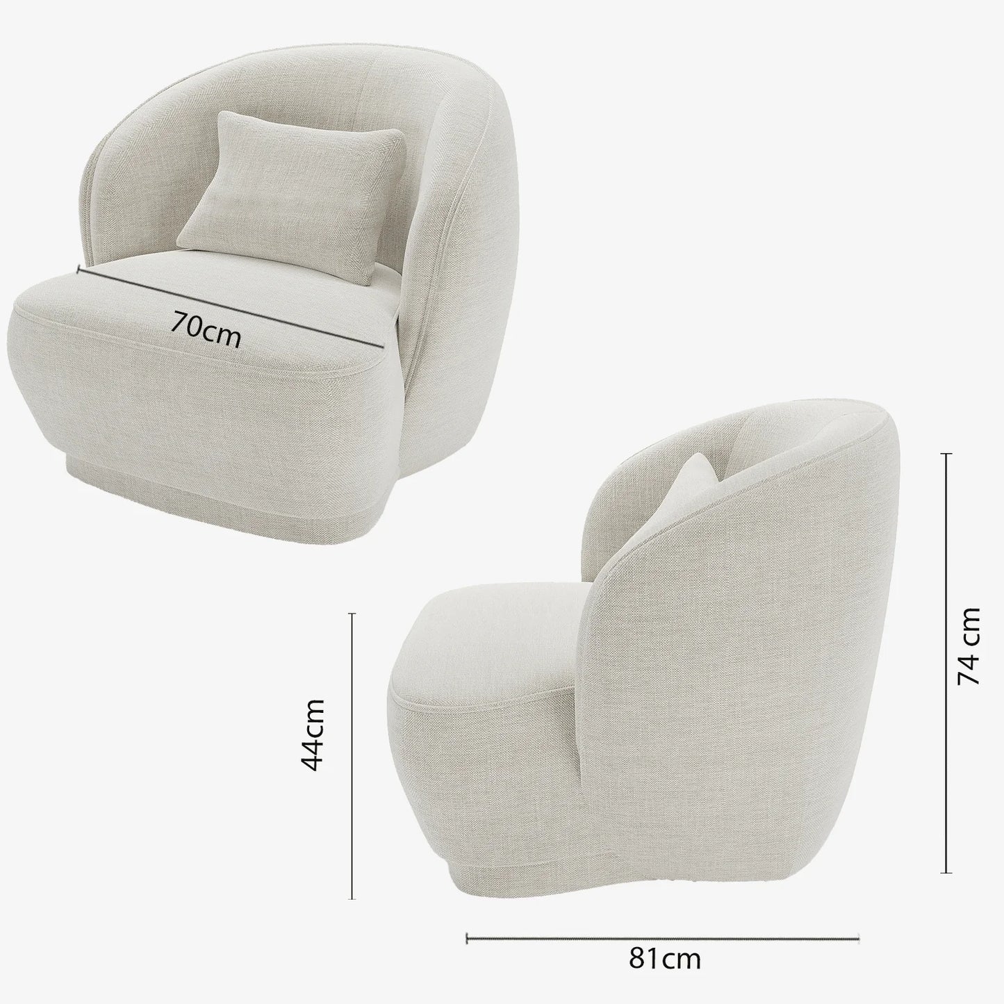 Fauteuil design tissu beige Pablo