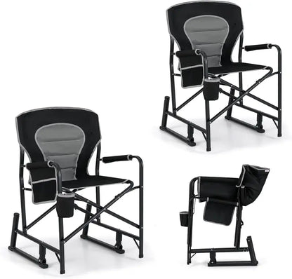 Adult Camping Rocker Chair  Dual-Spring Foldable Outdoor Seat with Padded Back Support