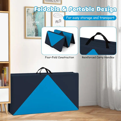 8-Foot Folding Tumbling Mat  4-Inch Thickness, Hook-and-Loop & Carry Handles