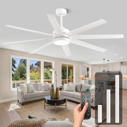 72-Inch Modern Ceiling Fan with Dimmable 3-CCT Light & Remote | 8-Blade Quiet DC Motor, 6-Speed Reversible, 24W Energy-Efficient Design for Living Rooms, Bedrooms, Patios, or Industrial Spaces