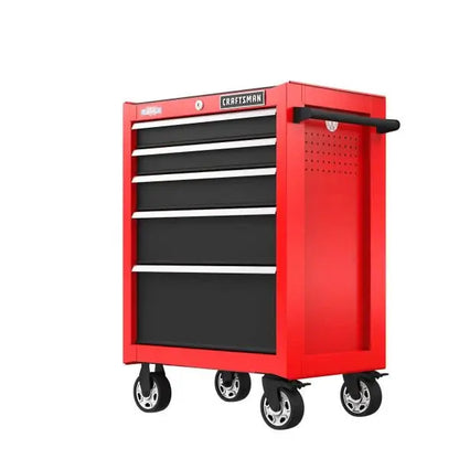 2000 Series Rolling Tool Cabinet  26″W × 36.5″H 5-Drawer Red Steel Storage Unit on Casters