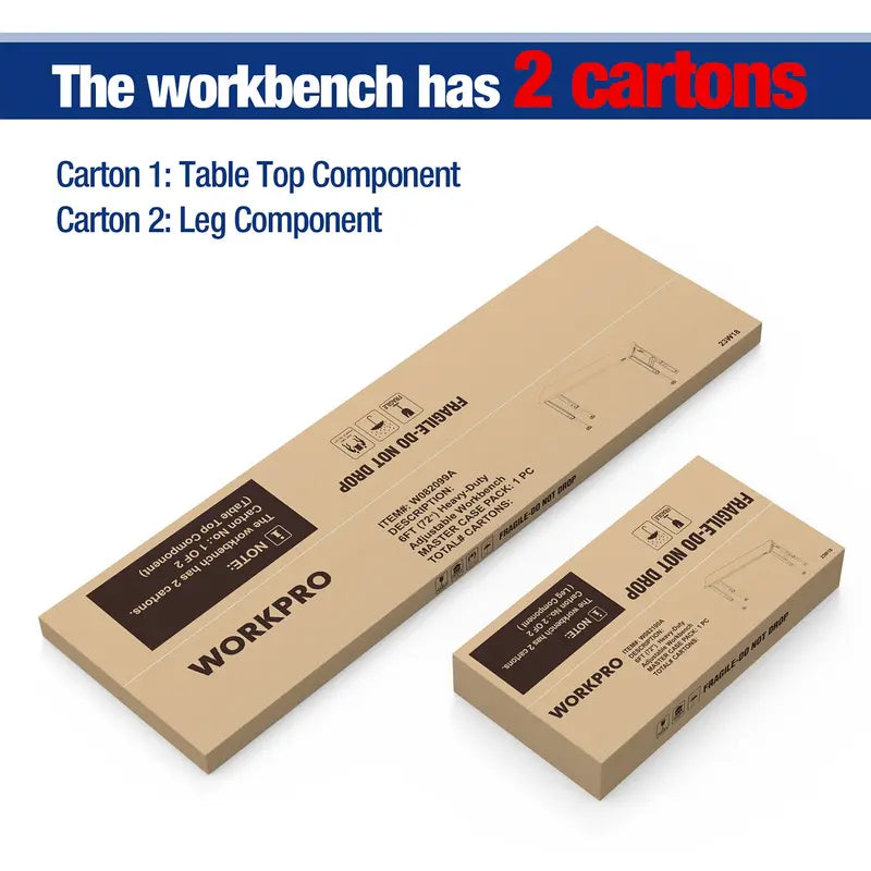 WORKPRO 72-Inch Heavy-Duty Adjustable Workbench  3000lb Load Capacity with Built-in Power Outlets