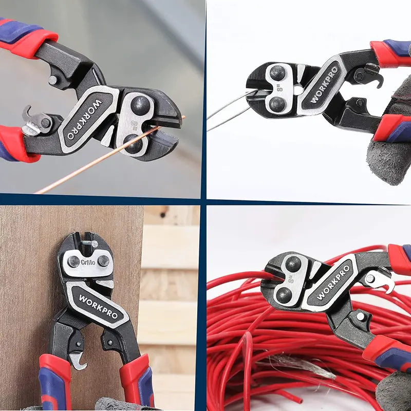 WORKPRO Mini Bolt Cutter  8-Inch Lever-Optimized Design with Integrated Security Lock