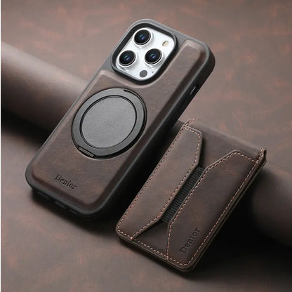 Magnetic Leather Wallet Case for iPhone  MagSafe Compatible with Card Slot
