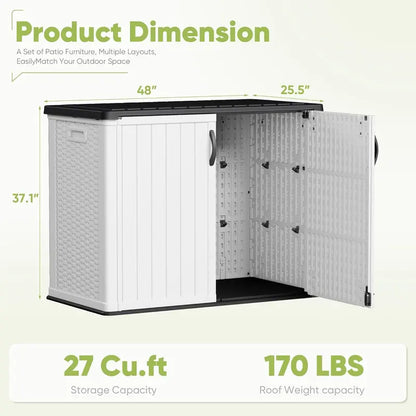 Devoko Weatherproof Outdoor Storage Cabinet  26 Cu Ft Horizontal Patio Box with Lockable Doors