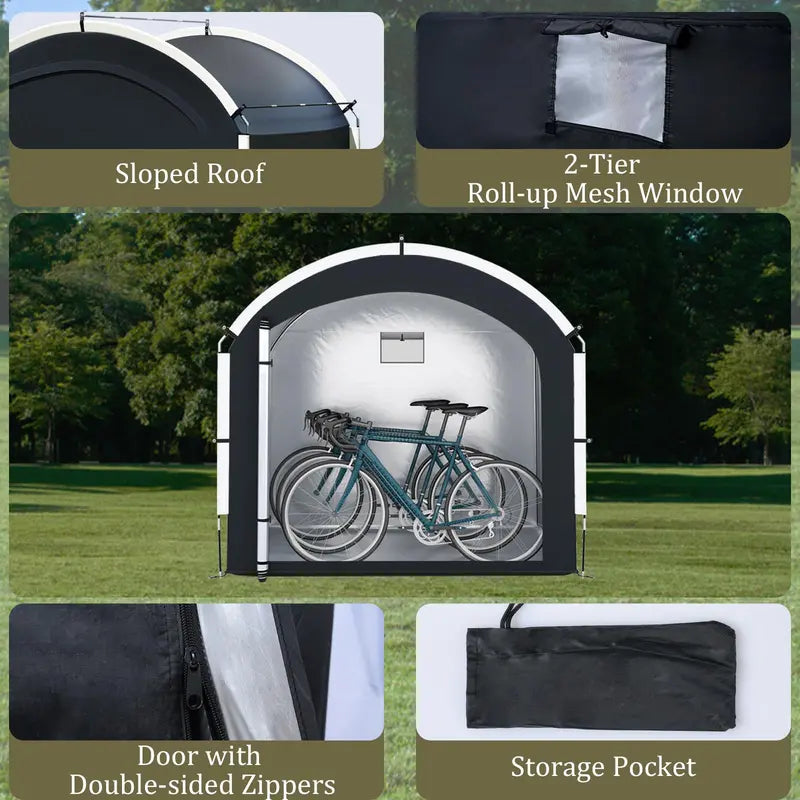 7.2 x 4.9 FT Outdoor Bike Storage Shed with Waterproof 210D Oxford Fabric Cover